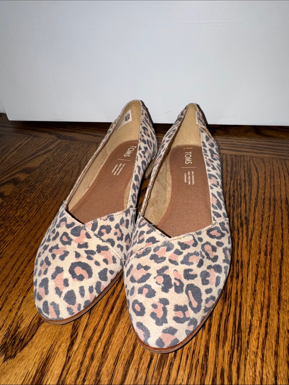 Toms Leopard Print Slip-On Flats in Tan and Black